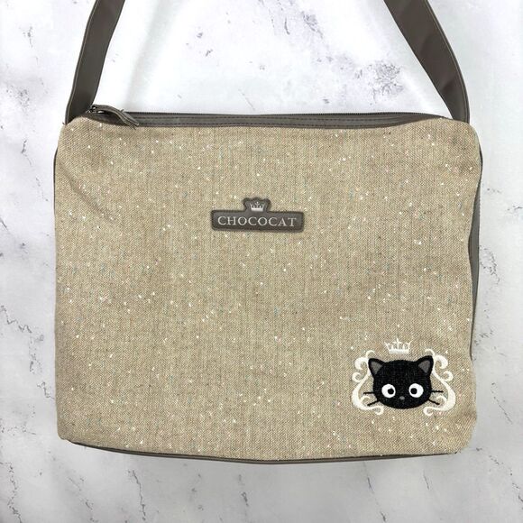 Sanrio Handbags - Vintage Y2k Sanrio Chococat L Tote Bag Kawaii Tweed confetti Canvas Purse 00s